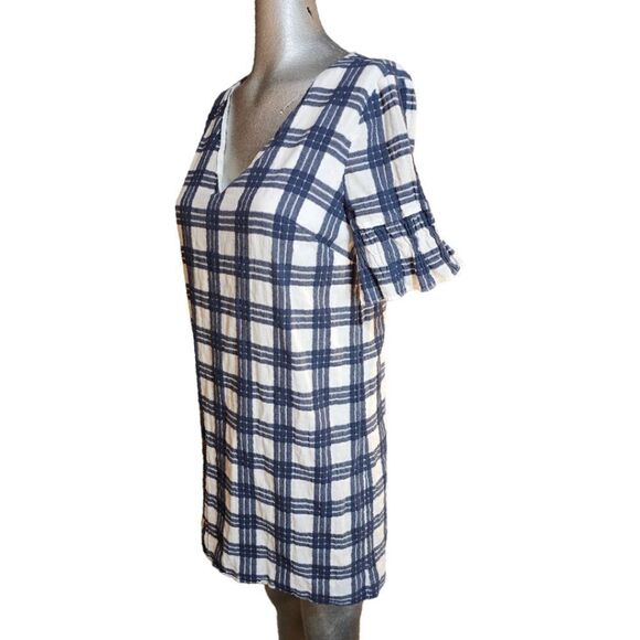 Madewell Leighton Plaid White Blue Sheath Dress - Picture 8 of 11